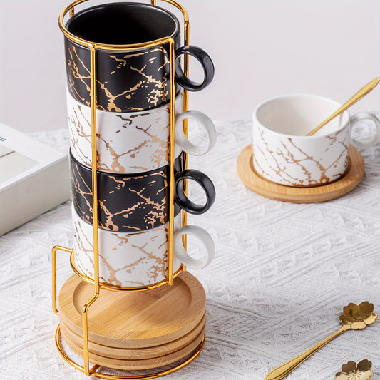 Set 4 Eleganti Tazze da Caffè in Ceramica