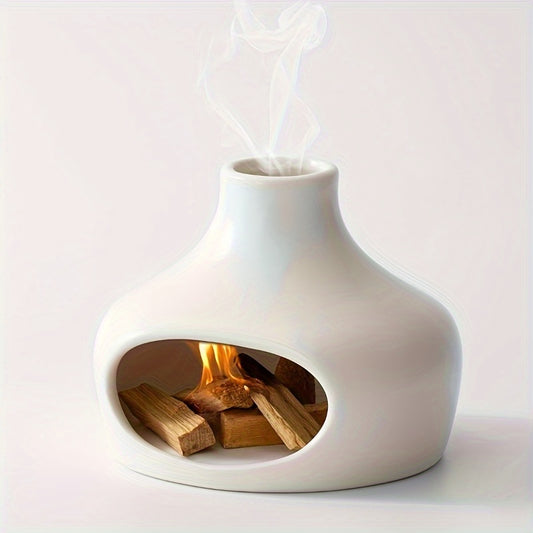 Bruciatore d'incenso in ceramica con effetto camino