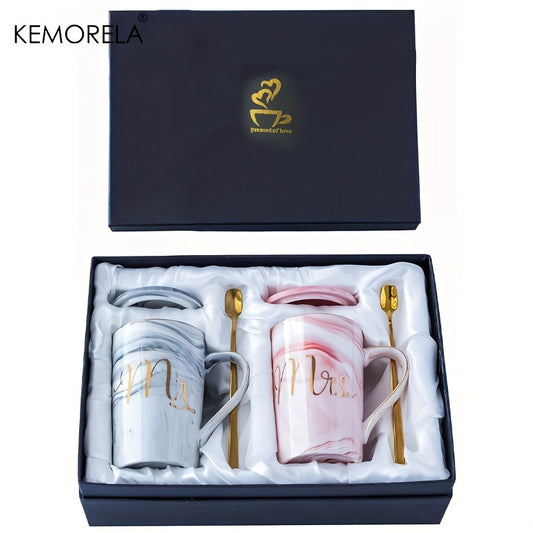 Set Tazze Mr & Mrs in Ceramica Marmorizzata